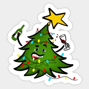 Tipsy Christmas Tree Sticker